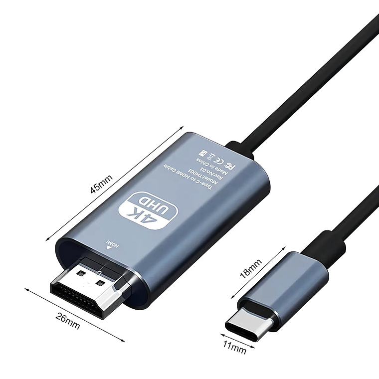 Adaptador Cable USB Tipo C a HDMI 4K 1,8  Plug and Play 2