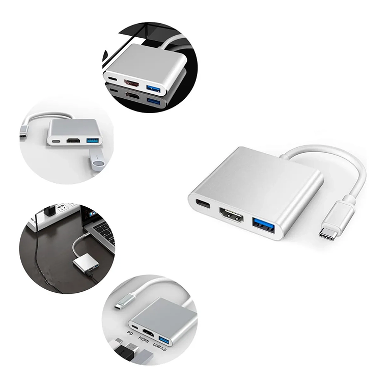 Adaptador USB Tipo C a HDMI 4K + USB 3.0 Sheng para TV Mac PC 5