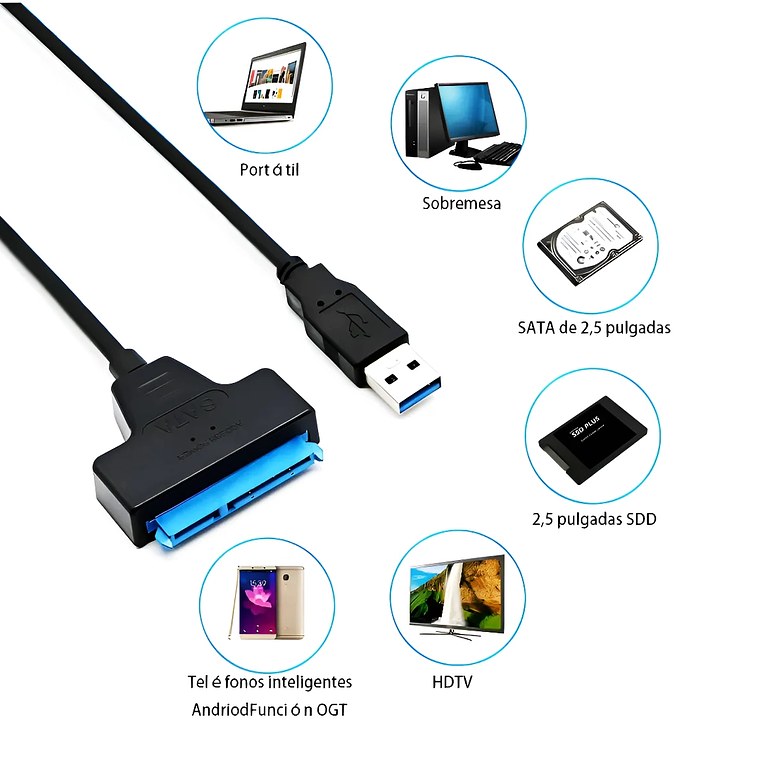 Adaptador USB 3.0 a SATA III para Discos Duros SSD/HDD  12