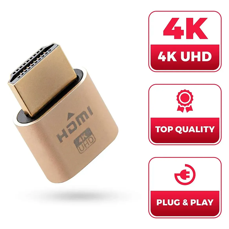 Dummy HDMI Plug 4K 1080p Coral Claro Simulador de Pantalla Compatible con PC y Consolas 3