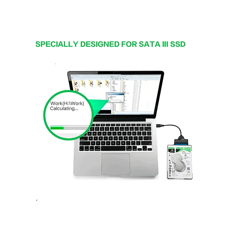 Cable Cubinexus SATA III a USB Tipo C 3.1, 20cm Negro para Disco Duro SSD 3