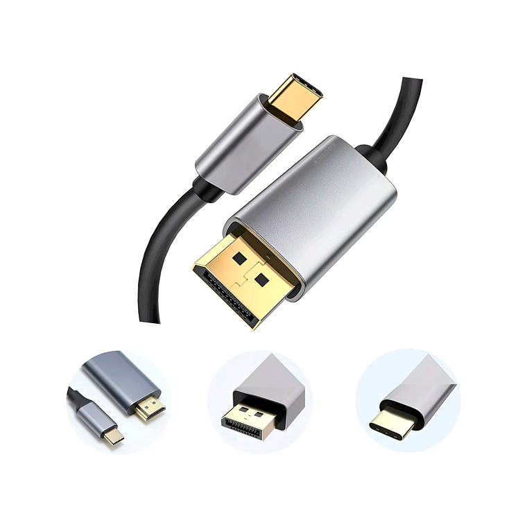 Cable Adaptador USB-C 3.1 a DisplayPort DP 1.8m 4K60Hz Chapado en Oro Compatible con MacBook Thunderbolt 3  4