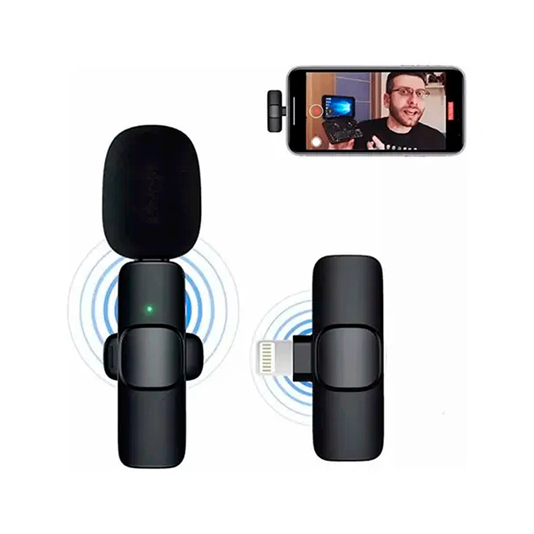 Micrófonos Lavalier de Solapa Inalámbricos K9 Negro para iPhone y iPad – Doble Pack 3