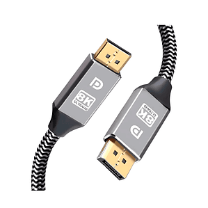 Cable DisplayPort 8K 60Hz 4K 120Hz V1.4 32.4 Gbps 2 Metros Negro Alta Calidad