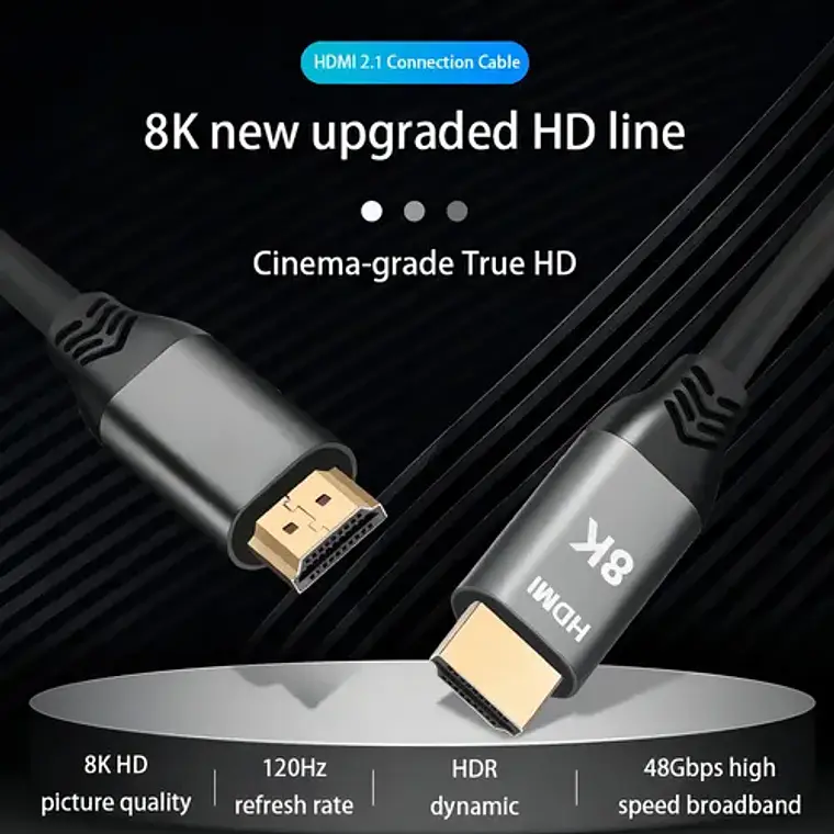 Cable Hdmi 2.1 8k 60hz 4k 120hz Ultra Hdr 3d 3 Metros 2