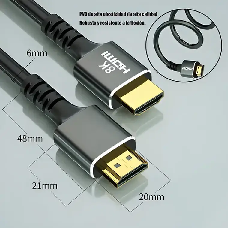 Cable Adaptador Hdmi 8k 60hz Ultra Hd2.1 Alta Velocidad 1.5m 5