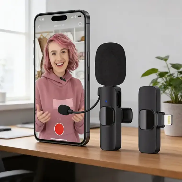 Micrófono Para iPhone Bluetooth Solapa Lavalier Inalámbrico 2