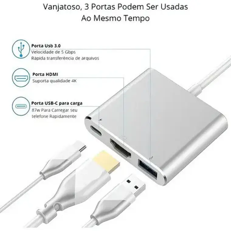 Adaptador Usb Tipo C A Hdmi Usb 3.0 Sheng 4k Para Tv Mac Pc 3