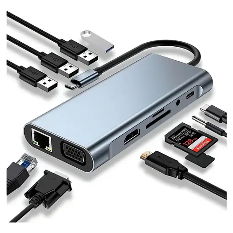 Adaptador Hub 4k 11 En 1 Usb-c Multipuertos Byl-2110 1