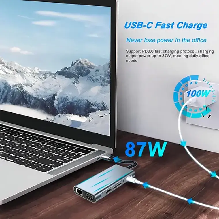 Adaptador Hub 4k 11 En 1 Usb-c Multipuertos Byl-2110 2
