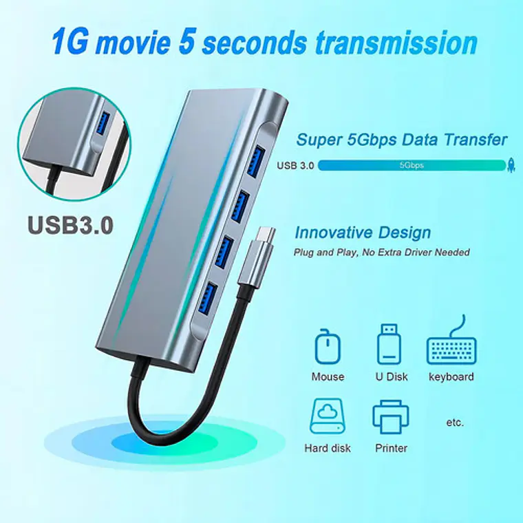 Adaptador Hub 4k 11 En 1 Usb-c Multipuertos Byl-2110 4