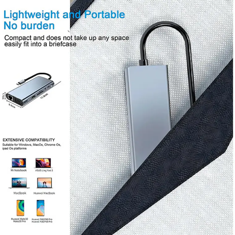 Adaptador Hub 4k 11 En 1 Usb-c Multipuertos Byl-2110 5