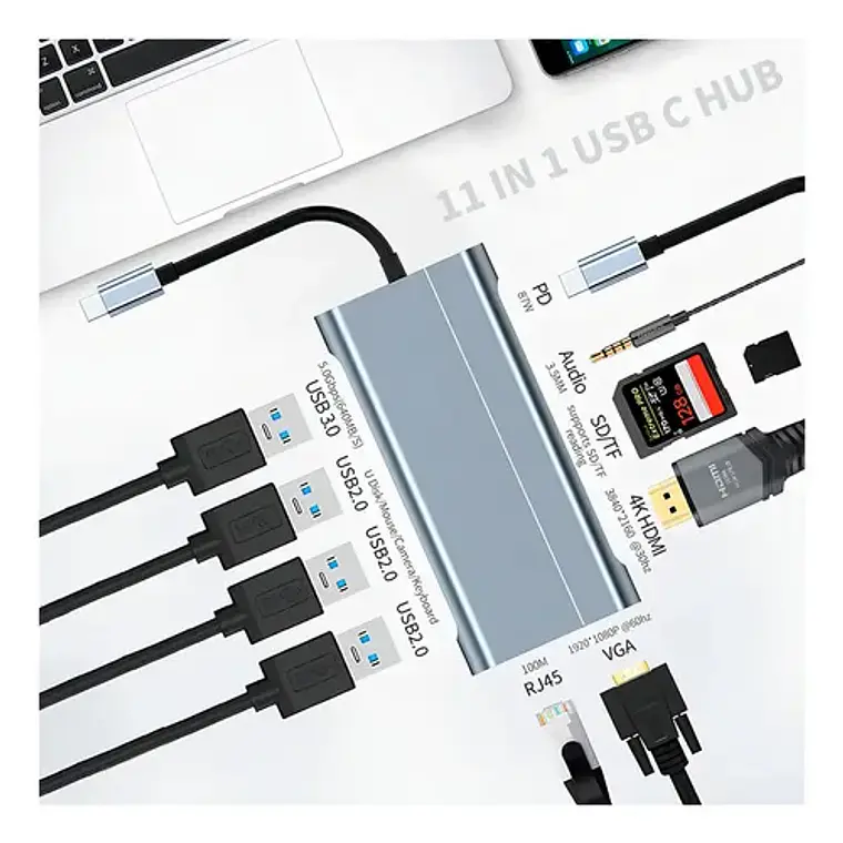 Adaptador Hub 4k 11 En 1 Usb-c Multipuertos Byl-2110 6