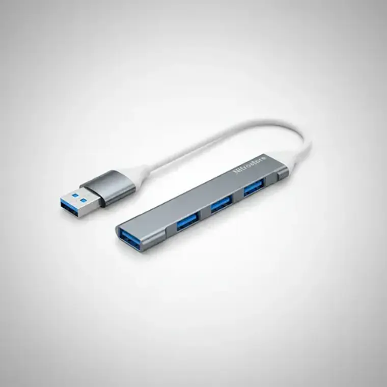 Adapatador Hub Usb 3.0 A 4 Puertos Para Notebook Macbook Gris 1