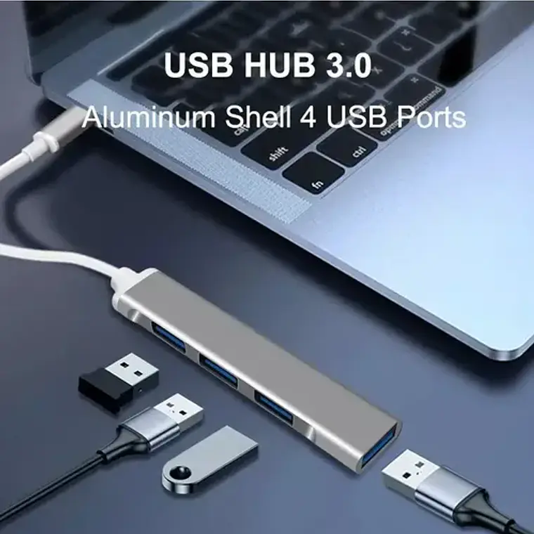 Adapatador Hub Usb 3.0 A 4 Puertos Para Notebook Macbook Gris 7