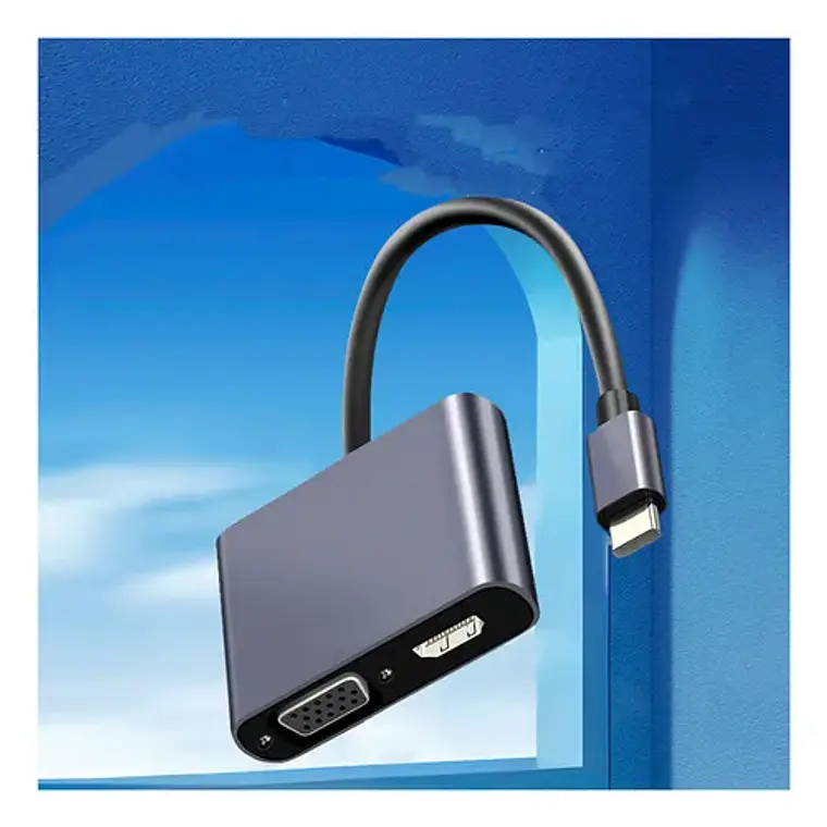 Adaptador Usb Tipo C 2 En 1 Vga Y Hdmi 4k /e 7