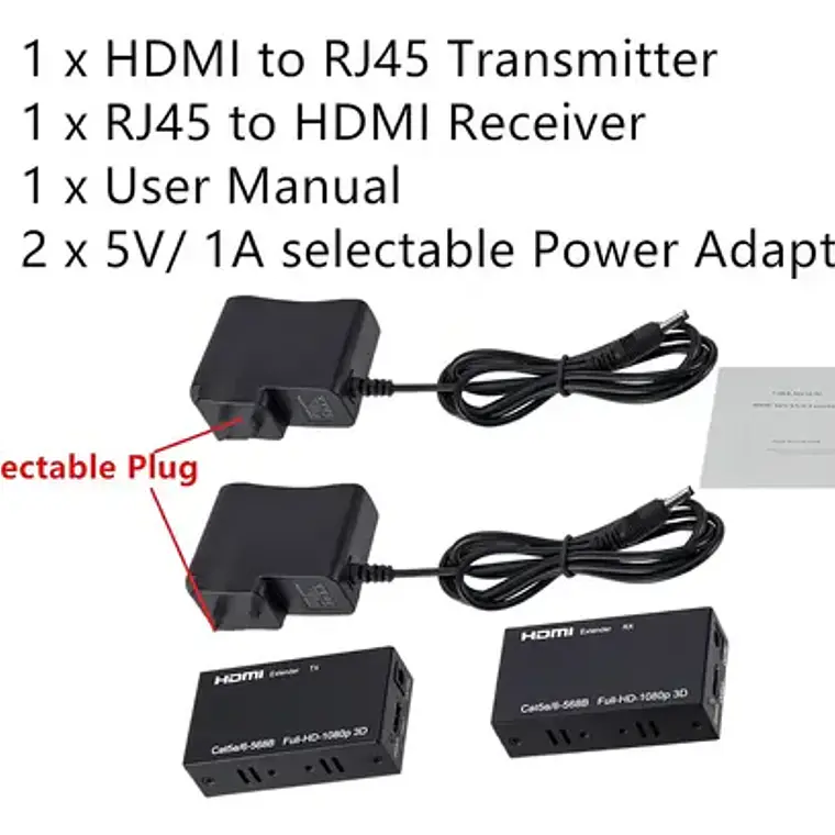 Extensor Hdmi 60 Mts Por Cable Rj45 Ethernet 5