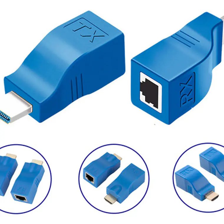Extensor Hdmi A Hdmi 30m Decuado Para Cable Cat6 Rj45 1080p 1