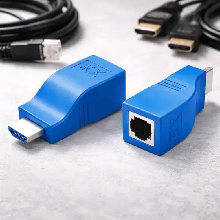 Extensor Hdmi A Hdmi 30m Decuado Para Cable Cat6 Rj45 1080p 2