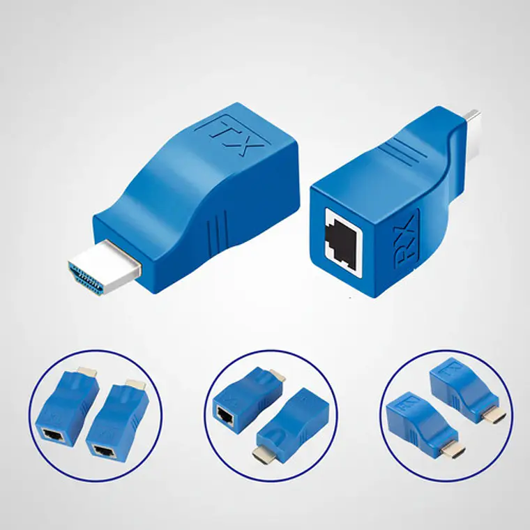 Extensor Hdmi A Hdmi 30m Decuado Para Cable Cat6 Rj45 1080p 4