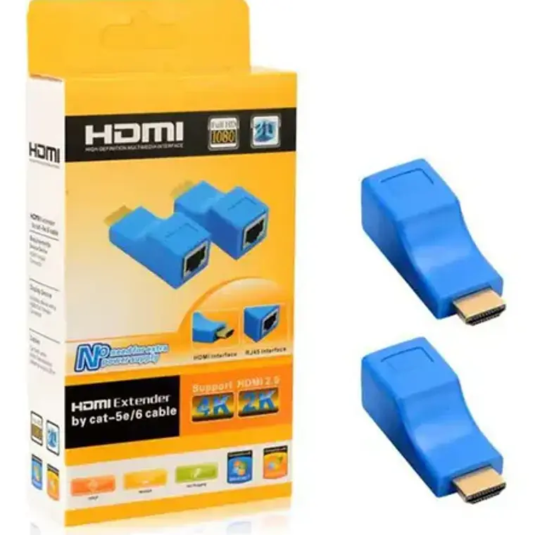 Extensor Hdmi A Hdmi 30m Decuado Para Cable Cat6 Rj45 1080p 7