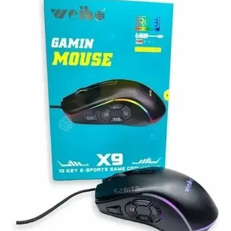 Mouse Gamer Óptico Weibo X9 720dpi 10 Botones Usb Color Negro 2