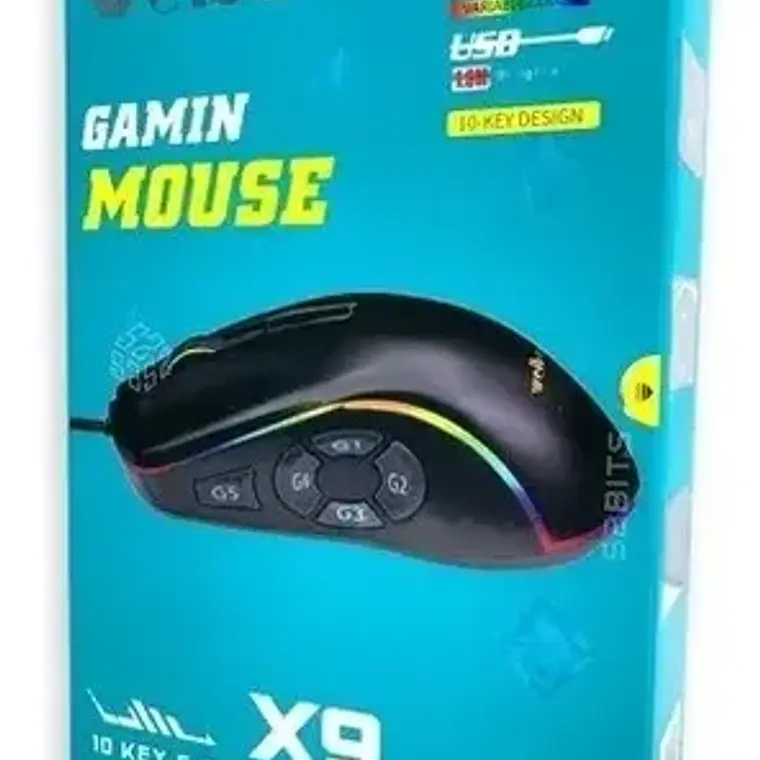 Mouse Gamer Óptico Weibo X9 720dpi 10 Botones Usb Color Negro 5
