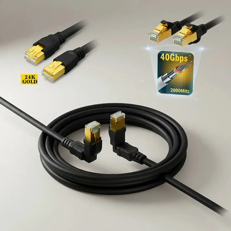 Cable Red Cat8 Premium Alta Calidad 1.5m Rj45 Negro 40gbps 4