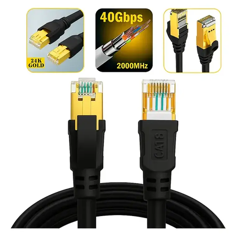 Cable Ethernet Cat8 Rj45 15m 40gbps 2000mhz Pvc Cobre Cubinexus 2