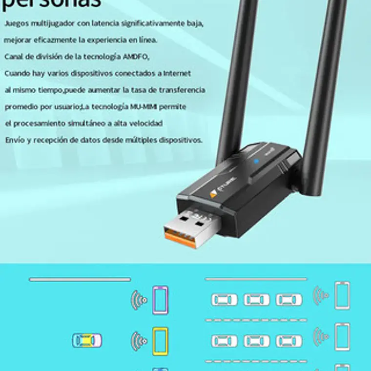 Adaptador Antena Wifi6 Ax900mbps 2.4ghz 5ghz Usb Pc 2