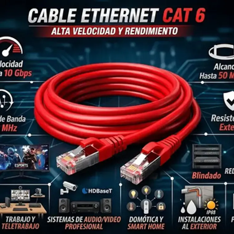 Cable Ethernet Cat 6 Exterior Blindado 50 Metros Certificado 2