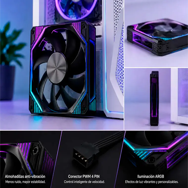 Ventilador Cooler Para Pc Gamer Argb Pwm 120mm Silencioso Alto Flujo De Aire 4 Pines 3 Pines 5v Compatible Gabinete Pc Escritorio Gaming 3