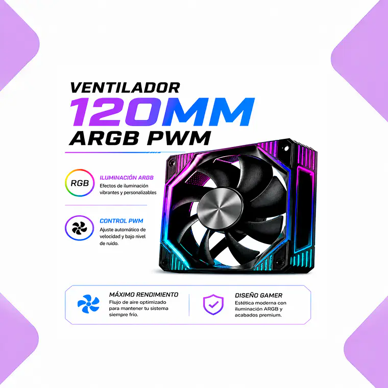 Ventilador Cooler Para Pc Gamer Argb Pwm 120mm Silencioso Alto Flujo De Aire 4 Pines 3 Pines 5v Compatible Gabinete Pc Escritorio Gaming 2