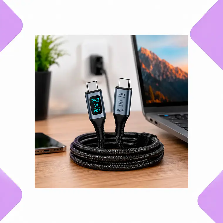 Cable Usb4 Tipo C 40gbps 240w Pd 3.1 Carga Ultra Rápida Pantalla Led 8k 60hz Compatible Notebook Dock Thunderbolt 4 1 Metro 3