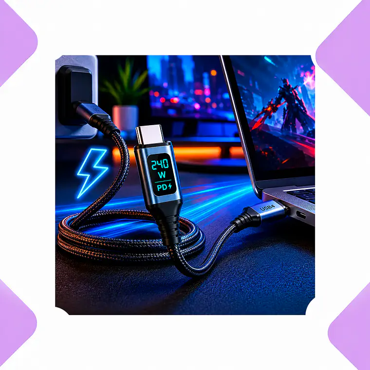 Cable Usb4 Tipo C 40gbps 240w Pd 3.1 Carga Ultra Rápida Pantalla Led 8k 60hz Compatible Notebook Dock Thunderbolt 4 1 Metro 2