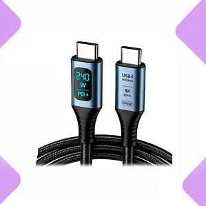 Cable Usb4 Tipo C 40gbps 240w Pd 3.1 Carga Ultra Rápida Pantalla Led 8k 60hz Compatible Notebook Dock Thunderbolt 4 1 Metro