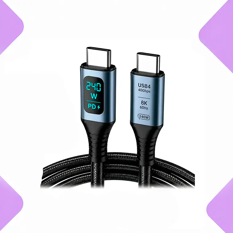 Cable Usb4 Tipo C 40gbps 240w Pd 3.1 Carga Ultra Rápida Pantalla Led 8k 60hz Compatible Notebook Dock Thunderbolt 4 1 Metro 1