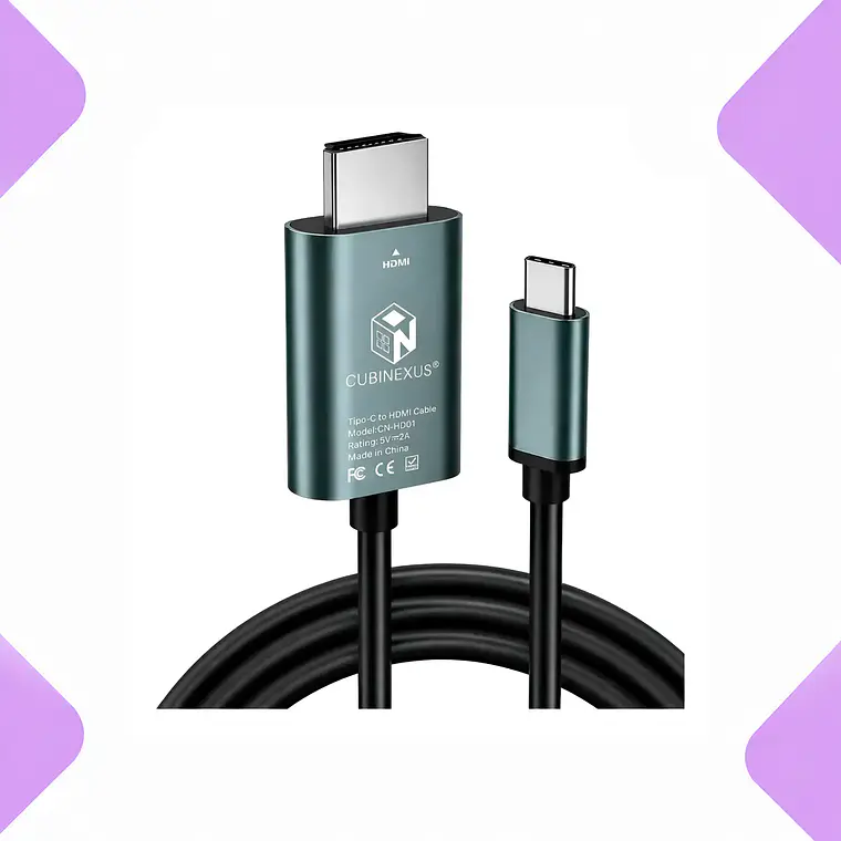 Cable Usb Tipo C A Hdmi 8k Uhd 48gbps Nylon Reforzado Hdmi 2.1 Compatible Dex Laptop Pc 4k 120hz Hdr Ultra Hd Tv Monitor Proyector Alta Velocidad 1