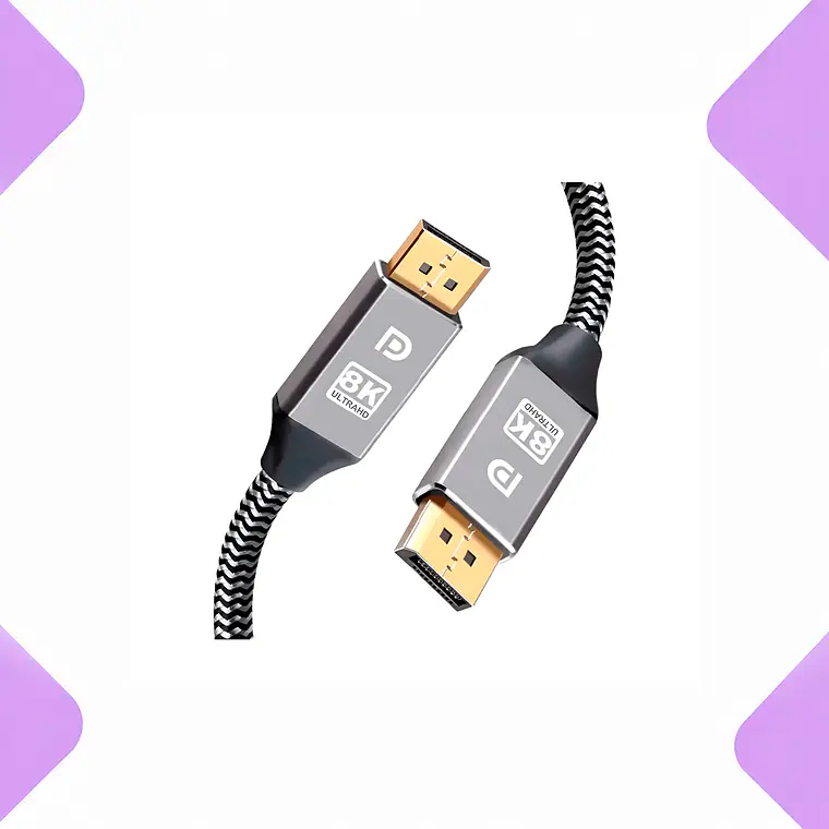 Cable DisplayPort 8K 60Hz 4K 120Hz V1.4 32.4 Gbps 2 Metros Negro Alta Calidad 1