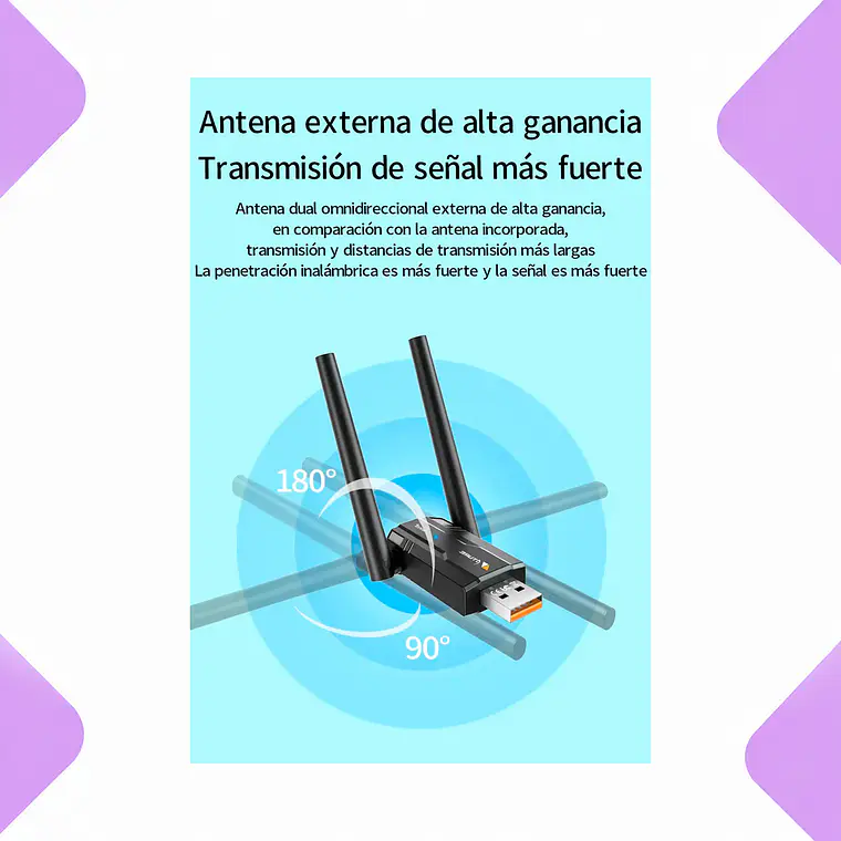 Adaptador WiFi 6 USB AX900 2.4/5 GHz para PC 3