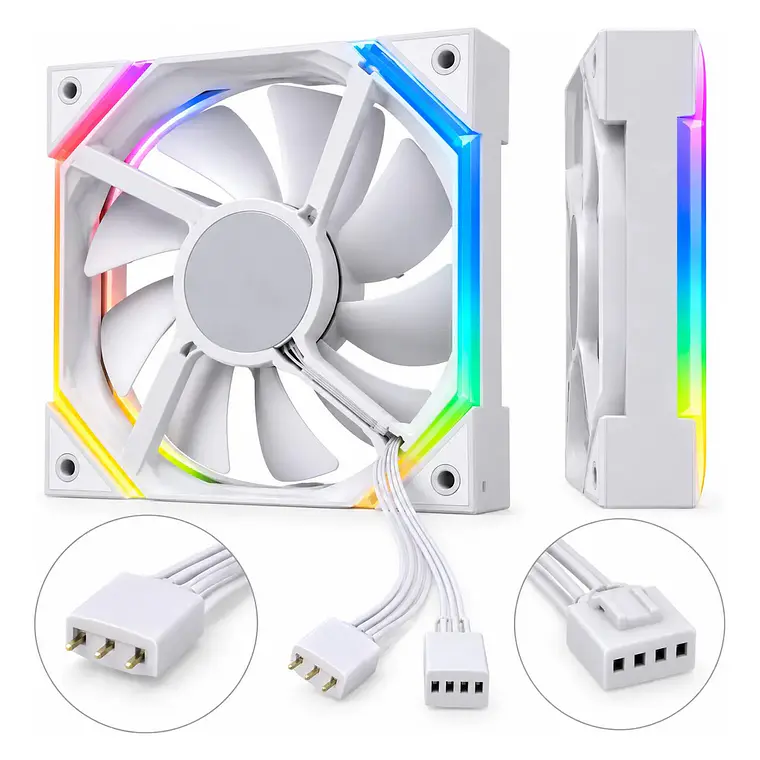 Ventilador Cooler PC Gamer 120mm ARGB PWM Blanco Cubinexus 3