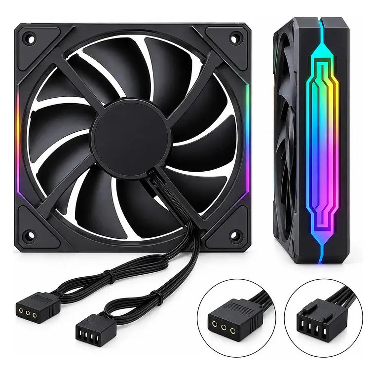 Ventilador Cooler PC Gamer 120mm ARGB Barra Lateral Negro 3