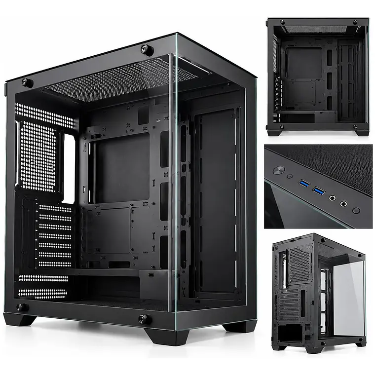 Gabinete PC Gamer Pecera Micro ATX Vidrio Templado Negro 3