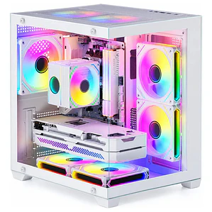 Gabinete PC Gamer Pecera Micro ATX Vidrio Templado Blanco