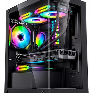 Gabinete PC Gamer Torre Compacta Micro ATX Vidrio Negro