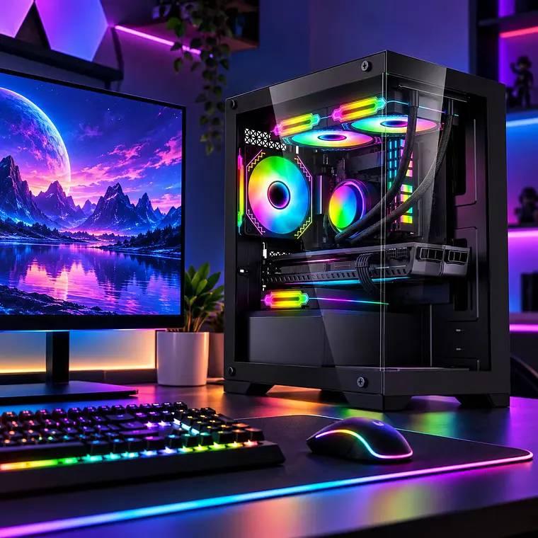 Gabinete PC Gamer Torre Compacta Micro ATX Vidrio Negro 2