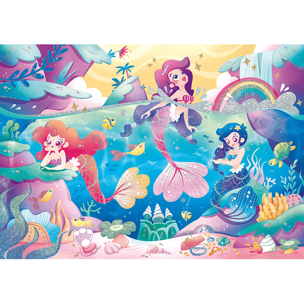 Puzzle Glitter 104 pçs - Sereias 2