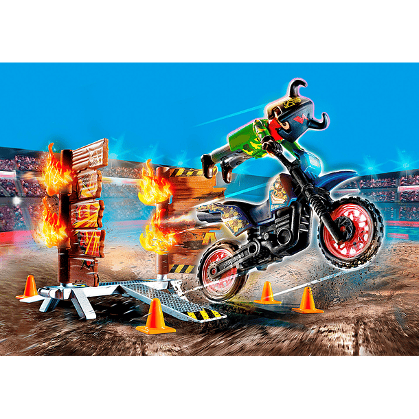 Moto com parede de fogo 3