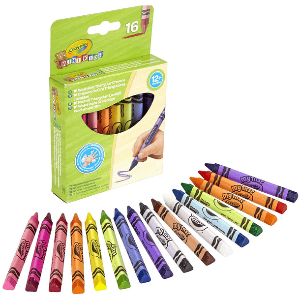 Crayola - 16 Lápis Triangulares de Cera Lavável 