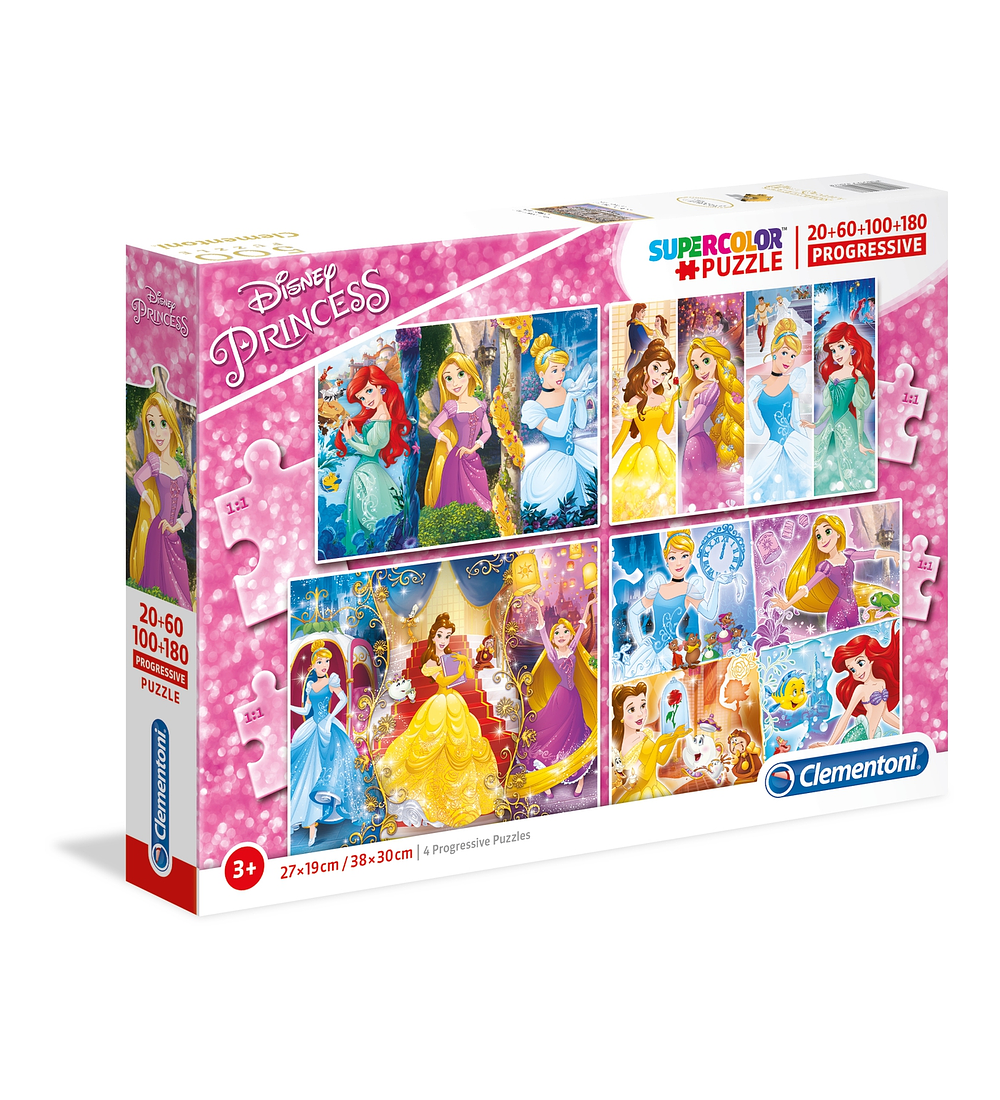 Puzzle 20 + 60 + 100 + 180 pçs - Princesas